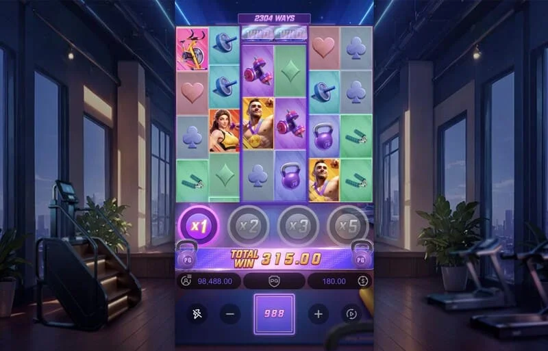 Mighty Mania – munkamenet záróképernyője a teljes nyereménnyel